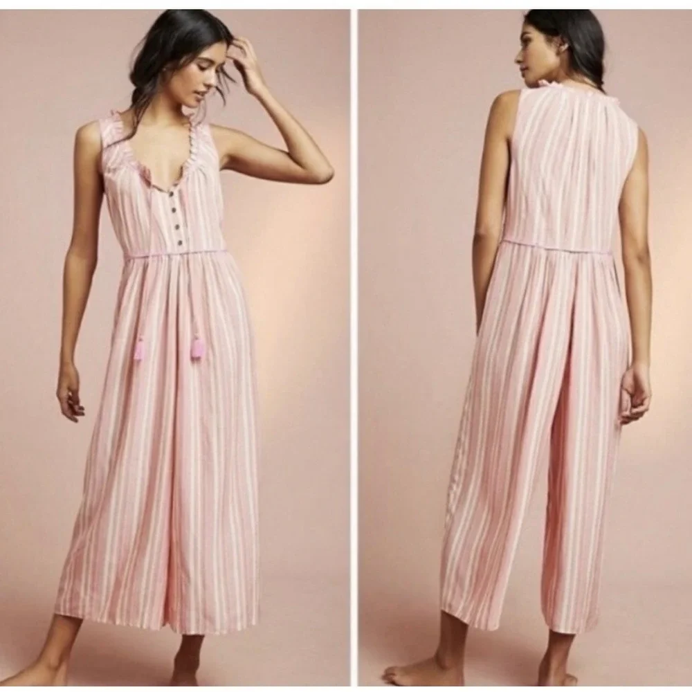 Anthropologie striped jumpsuit